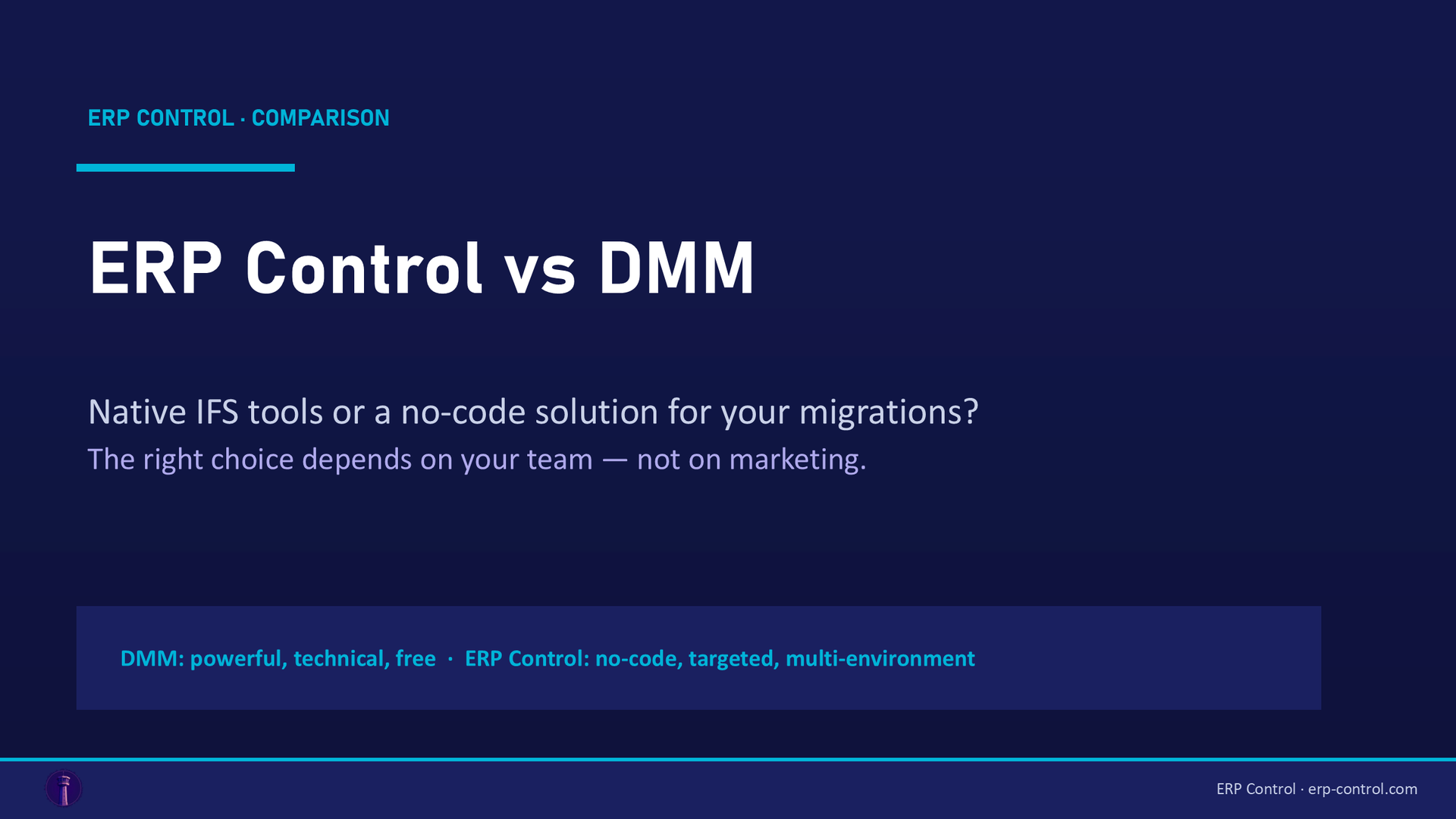 ERP Control vs DMM: native IFS tools or a no-code solution for your IFS Cloud migrations · ERP Control